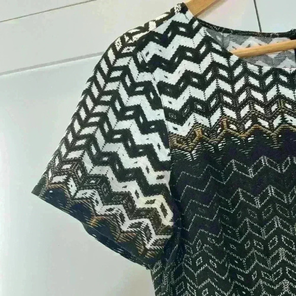 Madewell Dress Womens Black Cream Sz: 0 Chev Songbird Short Sleeve Tribal Casual - Picture 5 of 8